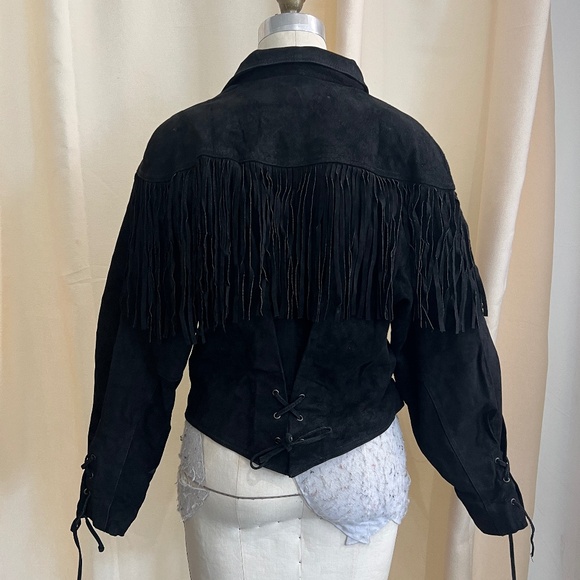 Vintage Wilsons Suede Leather Fringe Jacket - Women's Size Large - Picture 3 of 8